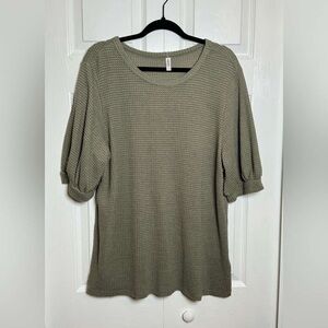 Olive Green Waffle Knit Top